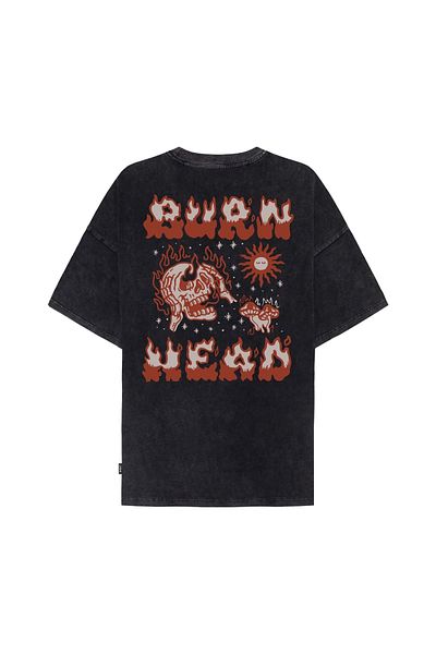 Shout Унисекс тениска Oversize Burn Head Oldschool Acid Wash
