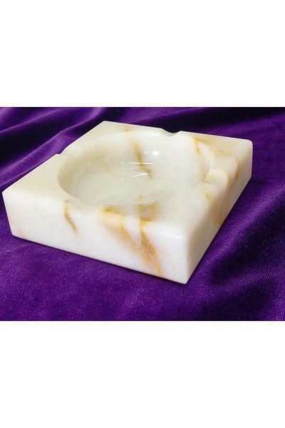 Pergamon Honey Marble Real Marble Ashtray - 10X10 cm (Diameter), 3 cm (Thickness)