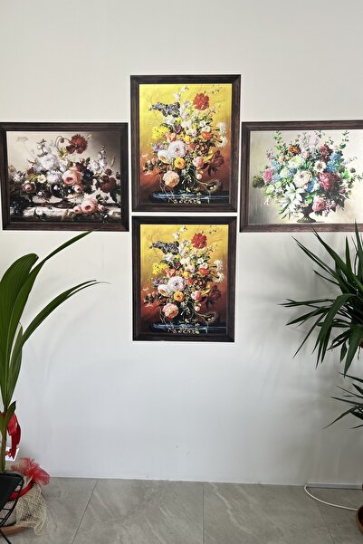 Akıllı Kağıt Statik Tutunma Özellikli Tablo - Poster Çiçek (Model-9) Çerçeve ...