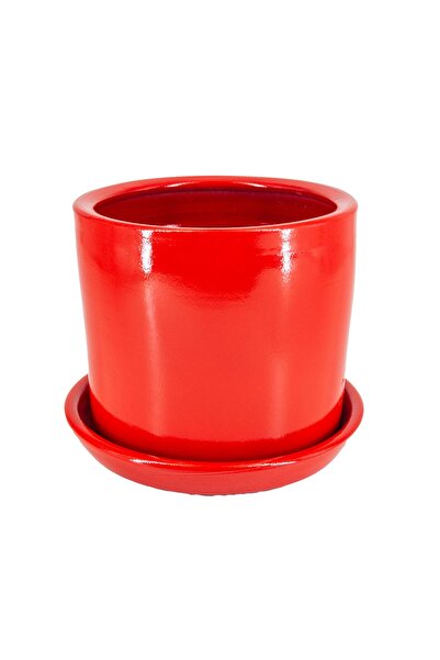 Grow Botanik Dekoratif Kırmızı Doğal Toprak Saksı (16 Cm Çap)