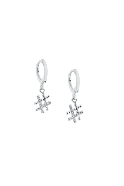 Merano Design Hashtag Rhodium Küpe