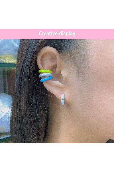 AstoriaSilver Women's Neon Cartilage Piercing Earrings Black Blue Green Pack of 3