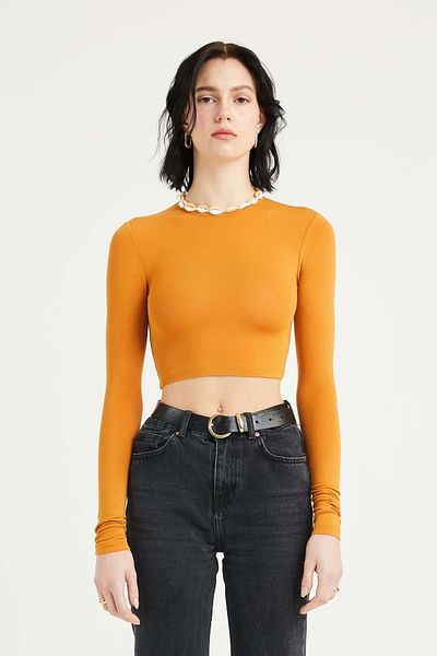 IAMNOTBASIC Long Sleeve Crop Women's Cotton Top