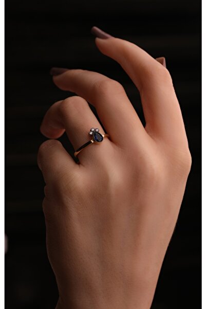 Kuyumcum Pati Şekilli Taşlı 14 Ayar Altın Yüzük, Doğum Günü Sevgililer Günü i...