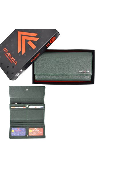 Eminsa Green Color Leather Women's Wallet