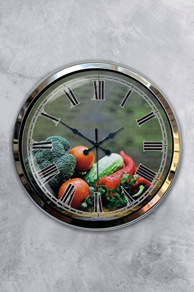 Kasva Concept هدية ساعة حائط مطبخ معدنية من الكروم مقاس 40 سم
