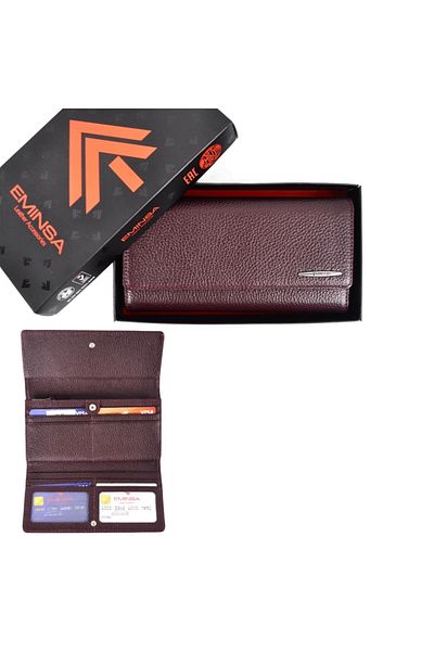 Eminsa Women's Burgundy Color Leather Wallet
