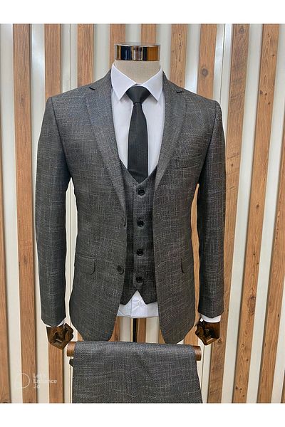 Costtum Men's Wear Woven Melange Vest Suit