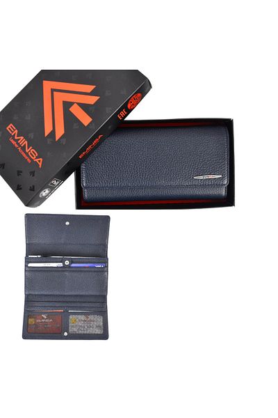 Eminsa Navy Blue Leather Women's Wallet