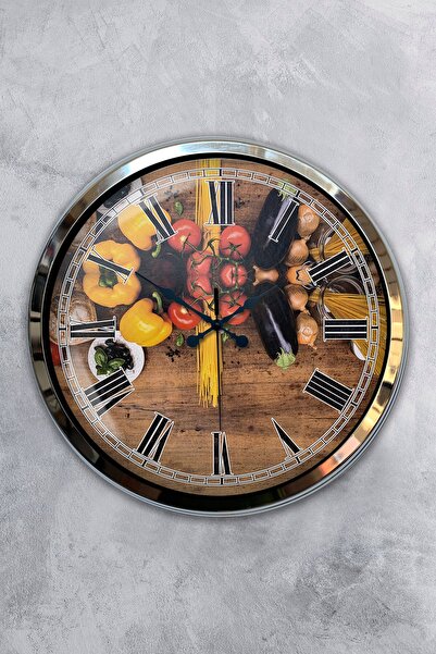 Kasva Concept هدية ساعة حائط مطبخ معدنية من الكروم مقاس 40 سم