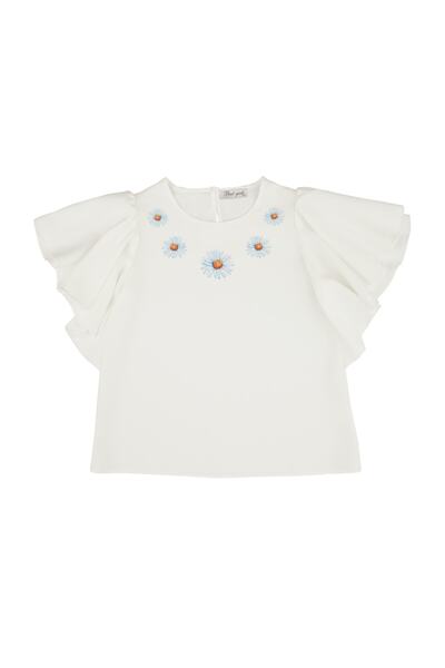 best kids Girl's White Flounce Sleeve Blouse