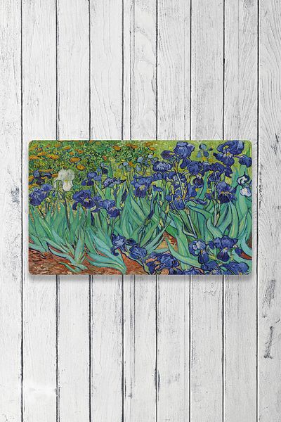 Vagonik Van Gogh Irises Flower Digital Printed 50x70cm Decorative Multi-Purpose Indoor and Outdoor Door Mat