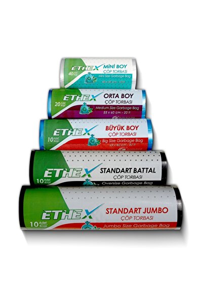 Ethex Standart Battal Boy Çöp Poşeti 20 Paket 75 X 90 Cm Siyah