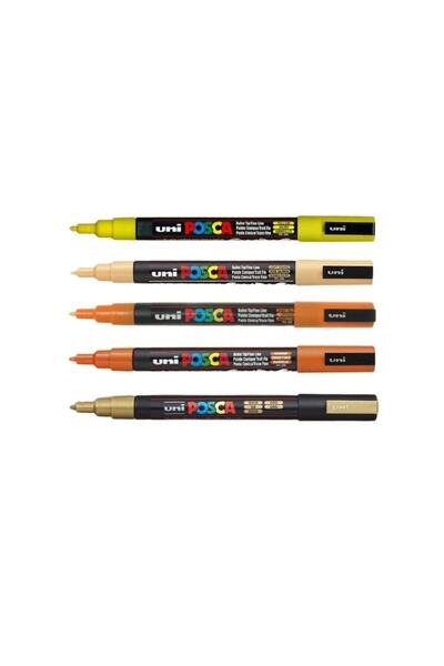 Uni Posca Marker Pen Pc-3m (0.9-1.3mm) Set of 5 Yellow Tones