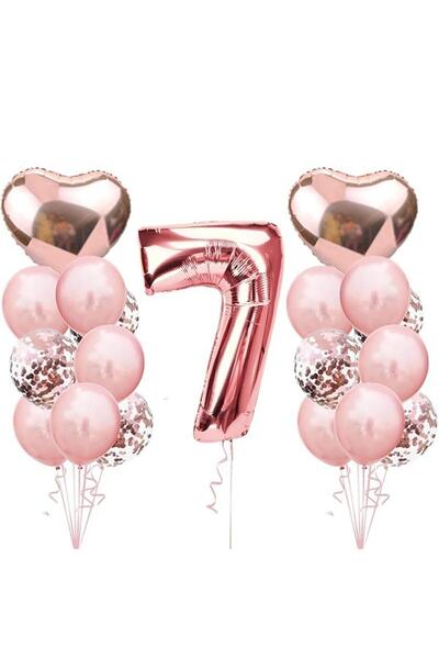 BEST PARTİ DOĞUM GÜNÜ PARTİ SÜSLERİ 7 Years Rose Gold Birthday Balloon Set