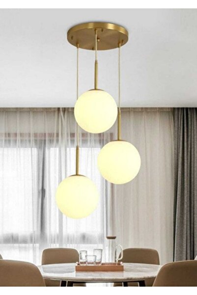 BSA LIGHTING Eylül 3'lü Eskitme Modern Avize ( Beyaz Camlı)