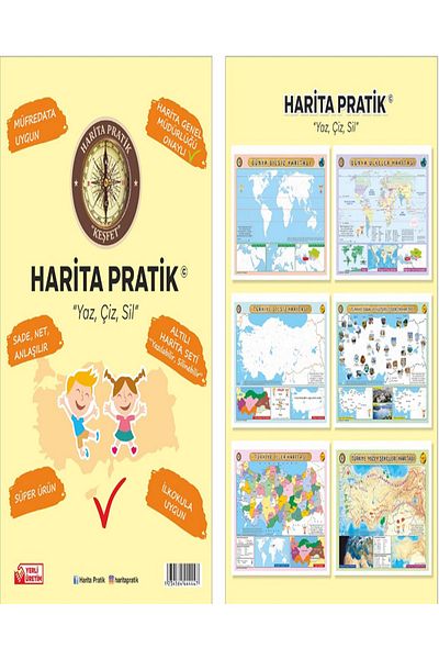 entarzlife (Set of 10) Map Practical Primary School Set (World and Türkiye Maps)
