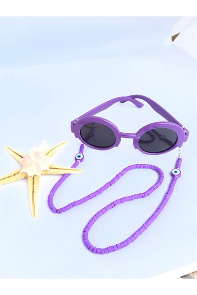 Best Sisters Takı Tasarım Lilac Evil Eye Beaded Children's Glasses Strap (Seil)