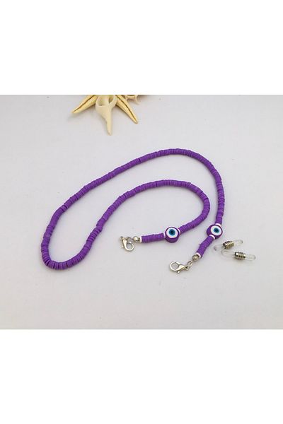 Best Sisters Takı Tasarım Lilac Evil Eye Beaded Children's Glasses Strap (Seil)