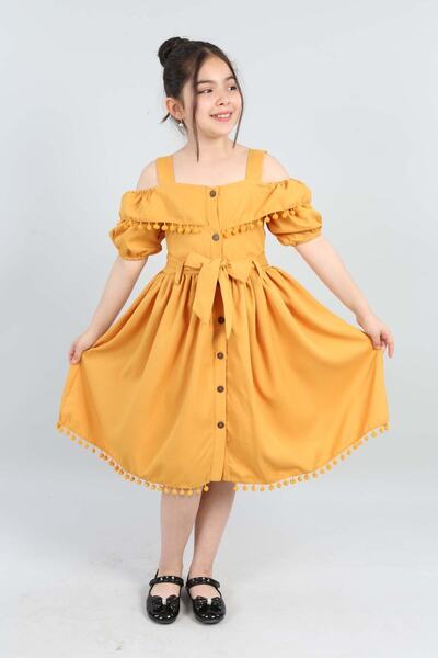 şımarık kids Pompom Crepe Dress