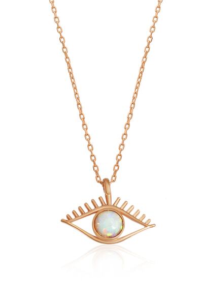 LOTUS JW Minimal Opal Taşlı Göz Kolye - 925 Ayar Gümüş Kolye