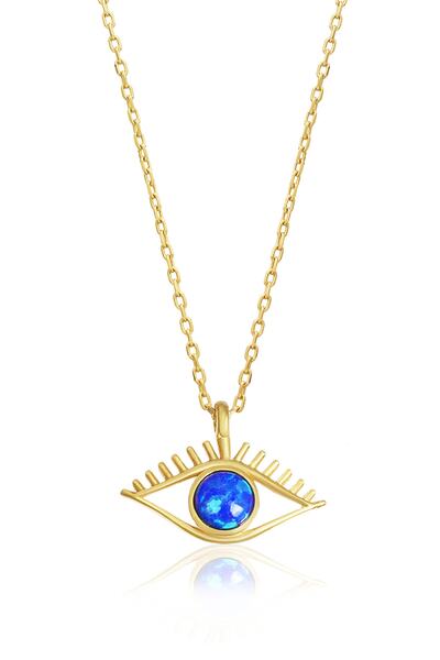 LOTUS JW Minimal Opal Taşlı Göz Kolye - 925 Ayar Gümüş Kolye