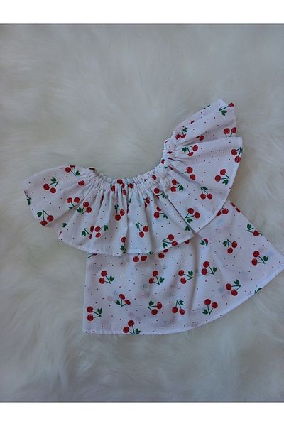 Eylülce Butik Cherry-strawberry Patterned 2-Piece Blouse & Red Skirt Set