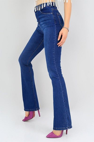 SANTA BELLA Blue Flare Leg Jean Recuperare pentru femei cu talie super înaltă