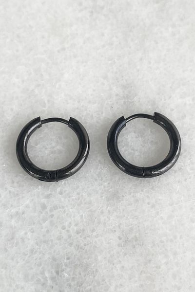 Acousticworld Black Color Medium Size Unisex Earrings Gift Stylish Trend Earrings