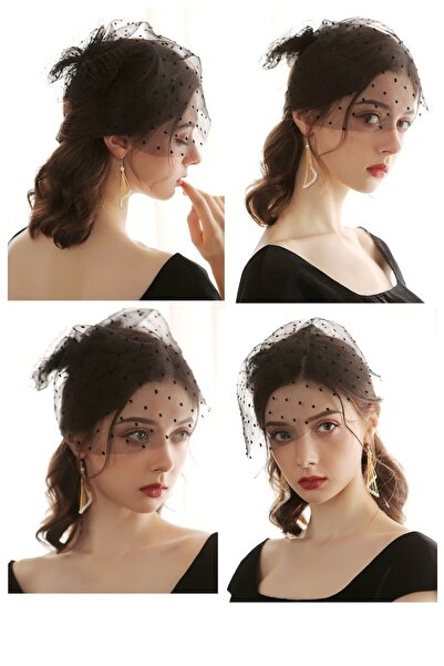 bbays new trend Black Veil Black Wedding Cap Veil with Bow Buckle