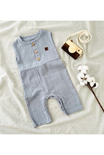 COLORED BABY بدلة موسلين قطنية بأزرار للأطفال للجنسين