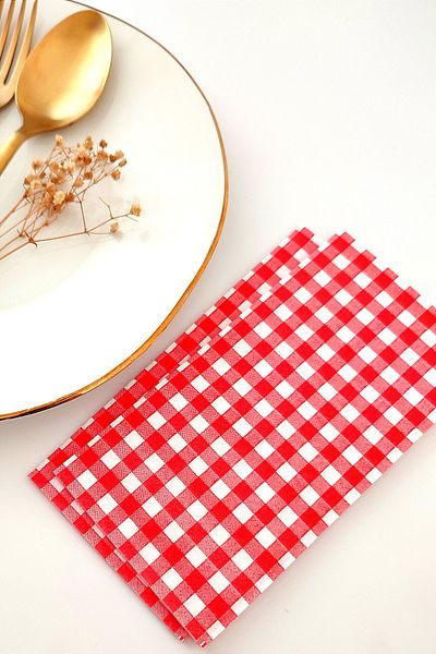 NapkinStore Red Gingham Napkin 20 Pieces