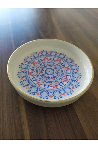 AYBABA STORE Porcelain Rumi Patterned Deep Tea Plate 6 Pieces