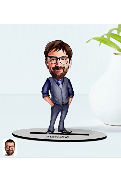 Bk Gift Kişiye Özel Baba Karikatürlü Ahşap Biblo Model-2
