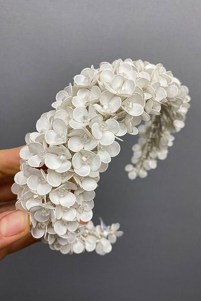 Hobigram إكسسوار شعر هينا بيضاء وتاج زفاف – إكسسوار العروس، تصميم أنيق، إكسسوار نسائي – العروس