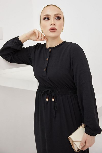 InStyle Tena Ayrobin-Kleid mit elastischer Taille – Schwarz