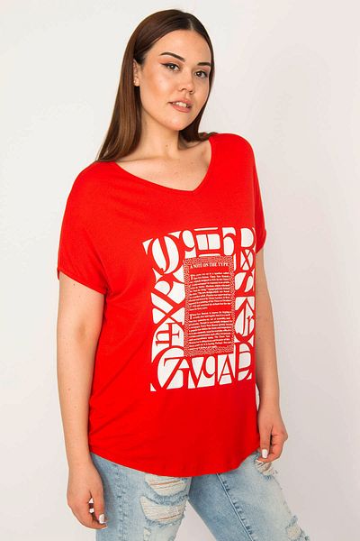 Şans Plus Size Blouse - Red - Regular fit