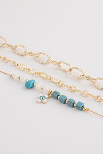 Sortie Aksesuar Mavi Boncuk Ve Nazar Boncuğu Figürlü 3'lü Kombin Bileklik Set...