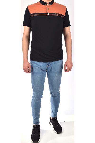 TWO HANDS 7151 Pique Polo Neck Lycra T-Shirt Tile/xl