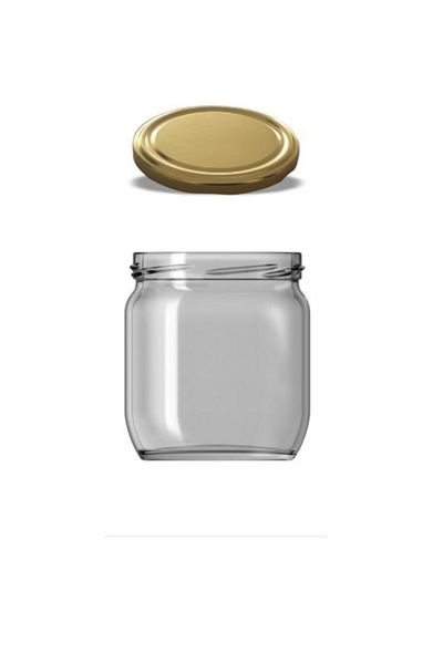 Paşabahçe Glass Jar with Gold Lid 425 Cc 10 Pieces Jam Honey