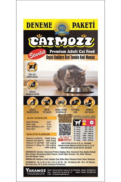 CatMozz Starlet Seçici Kedilere Özel Tavuklu Yetişkin Kedi Maması 100 Gr