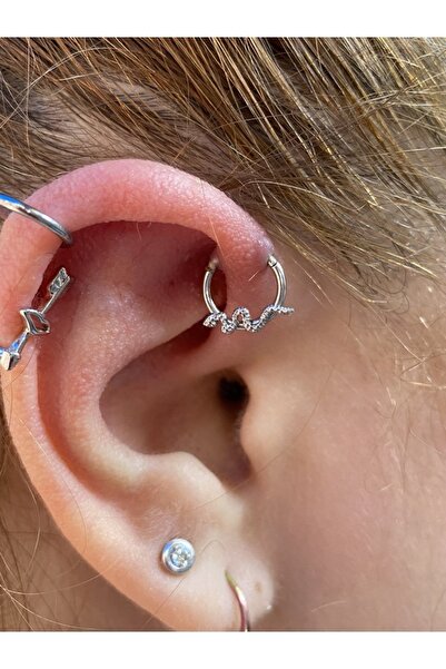 Arescollection Cerrahi Çelik Gümüş Renk Yılan Septum Daith Rook Kıkırdak Piercingi