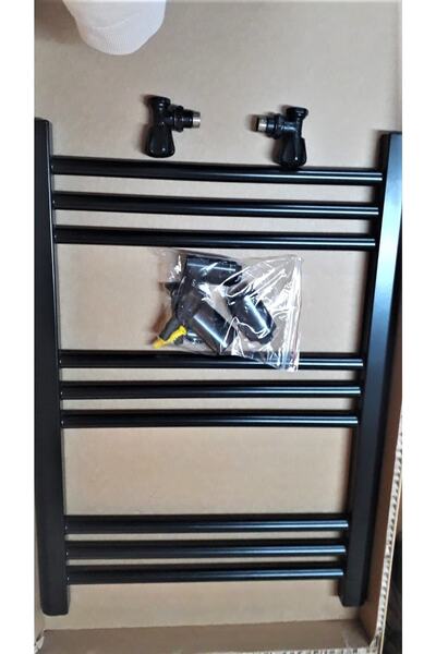 ŞİMAŞ HAVLUPAN Şimaş 500x600 10 Borulu Siyah Havlupan 2 Adet Radyatör Vanası ...