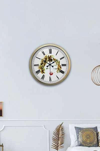 Kasva Concept Cadou 40 Cm Ceas de Perete Femeie Metal Antic