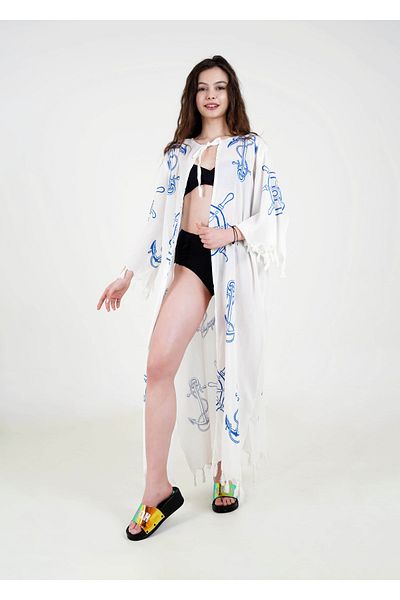 UnyTex Summer Trend Mediterranean Kimono - Belted - Hand Printed