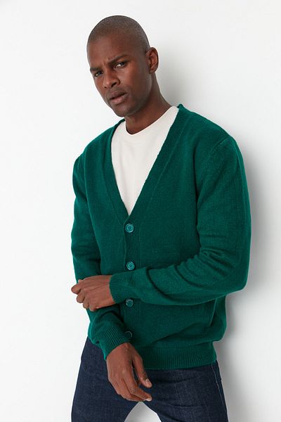 Trendyol Collection Strickjacke - Grün - Slim Fit
