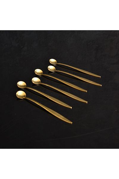 şirin eşyalarım Set of 6 Orchid Bright Gold Tea / Nescafe Spoons