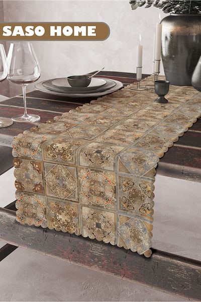 SasoHome Ethnic Ottoman Pattern Ποιοτικό Βελούδινο Ύφασμα 45x140 cm Διακοσμητικό - Δώρο Runner