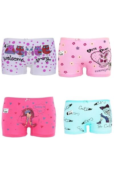 Gümüş İç Giyim Ασημί 3069 Κοριτσίστικο εμπριμέ Lycra Boxer Λευκό