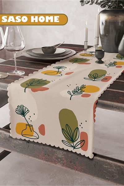 SasoHome Imaginary Surreal Flowers με μοτίβο Ποιοτικό Βελούδινο Ύφασμα 45x140 cm Διακοσμητικό - Δώρο Runner